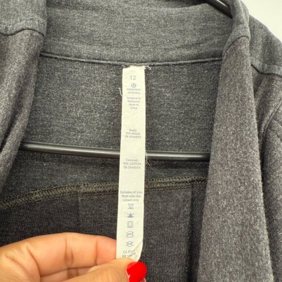 Lululemon Womens Open Cardigan Size 12 Stretch Modal Jersey Wrap Jacket gray - Picture 3 of 14